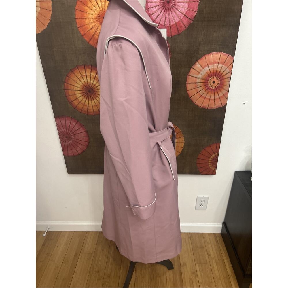 Vintage Lavender Belted Trench Coat Minimal Chic City Classic USA Made Size M/L - Picture 4 of 9